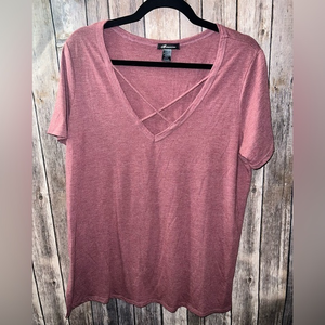 B Collection maroon top with criss cross neckline, size‎ large